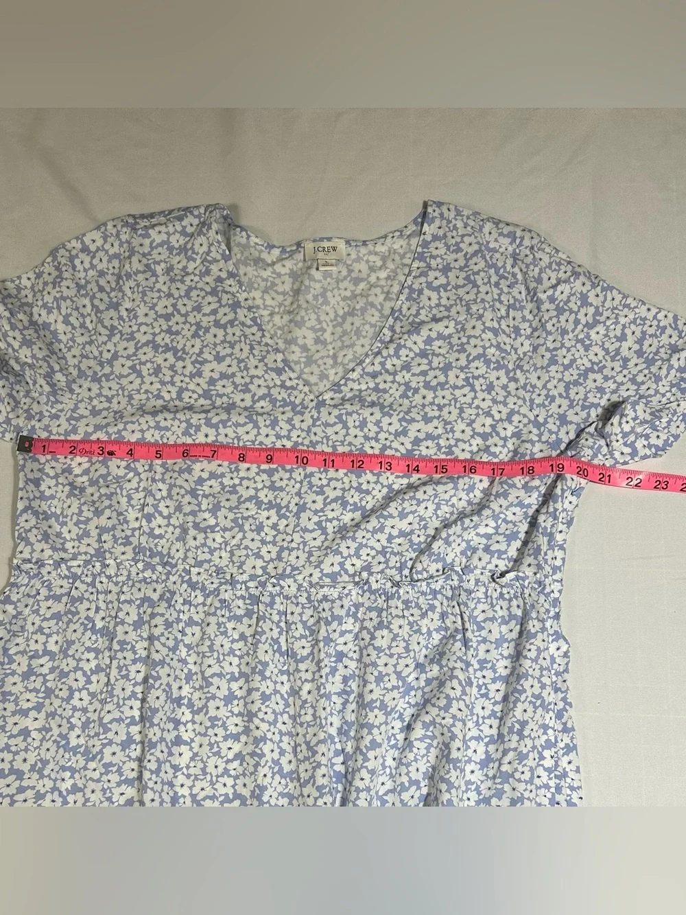 J. Crew Womens Large Periwinkle Ditsy Floral Short Sleeve Tiered Swing Dress